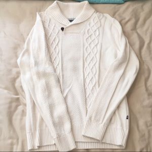 Nautica White cableknit pullover size small